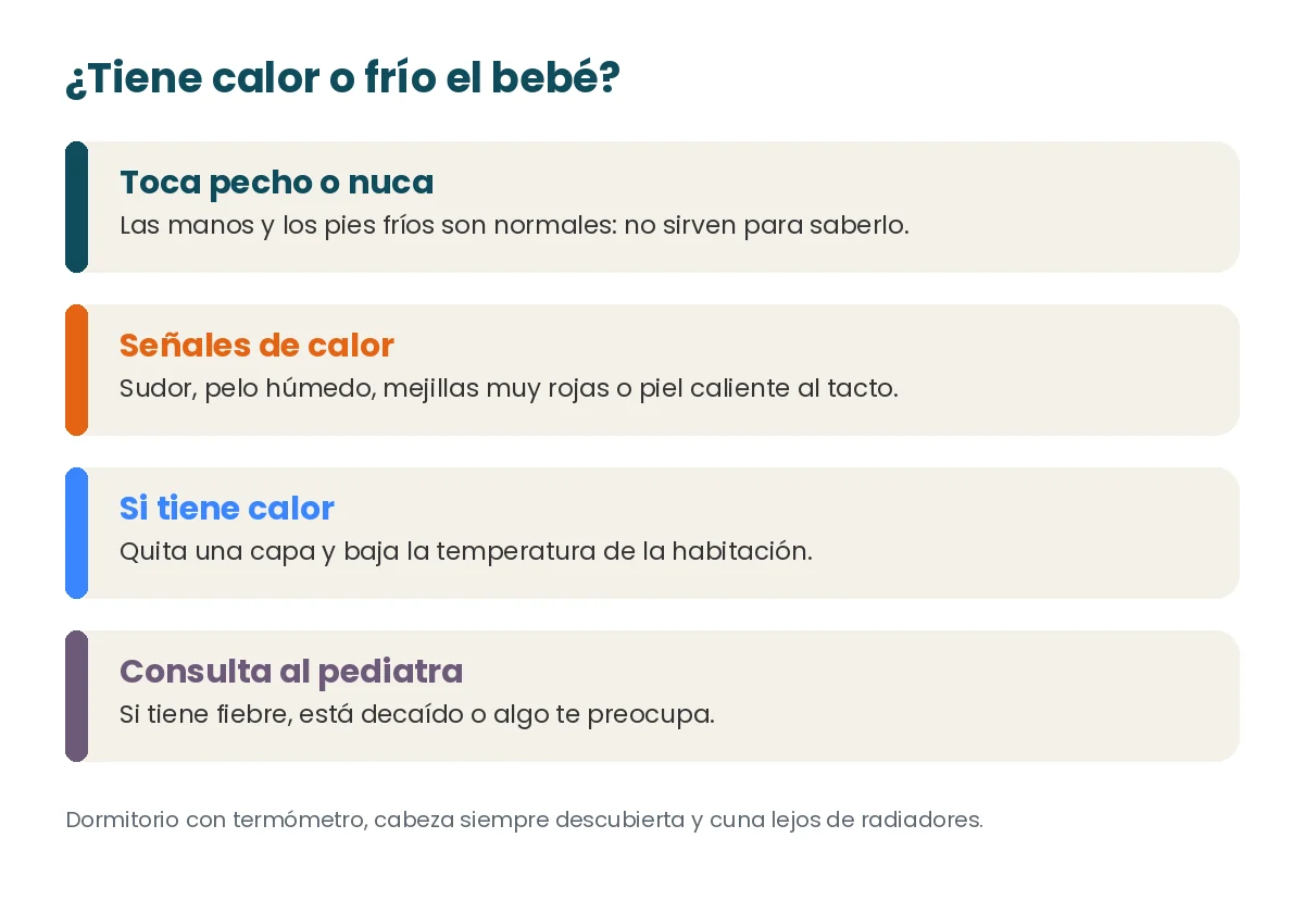 Temperatura y humedad ideales en el dormitorio del bebé 2 Cómo comprobar si el bebé tiene calor o frío y qué hacer
