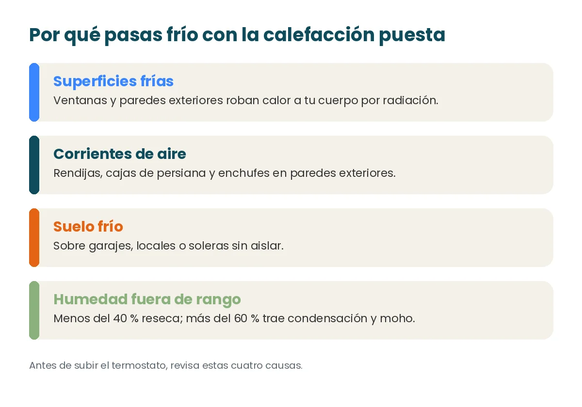 Por qué tu casa se siente más fría de lo que marca el termostato 3 Las cuatro causas por las que una casa se siente fría con la calefacción encendida